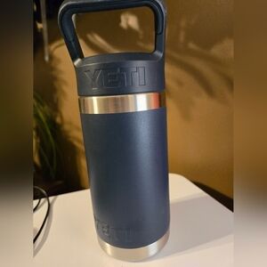 YETI Dark Blue and Silver Insulated Bottle
